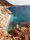 A distant look at the aqua shores of KaputaÃÅ¸ Beach - TURKEY